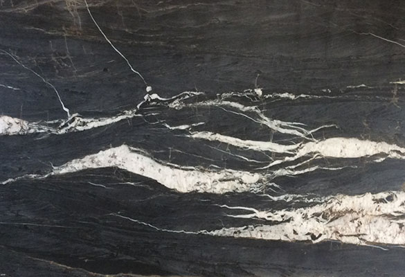Metamarble Crystal Black Silk Quartzite slab